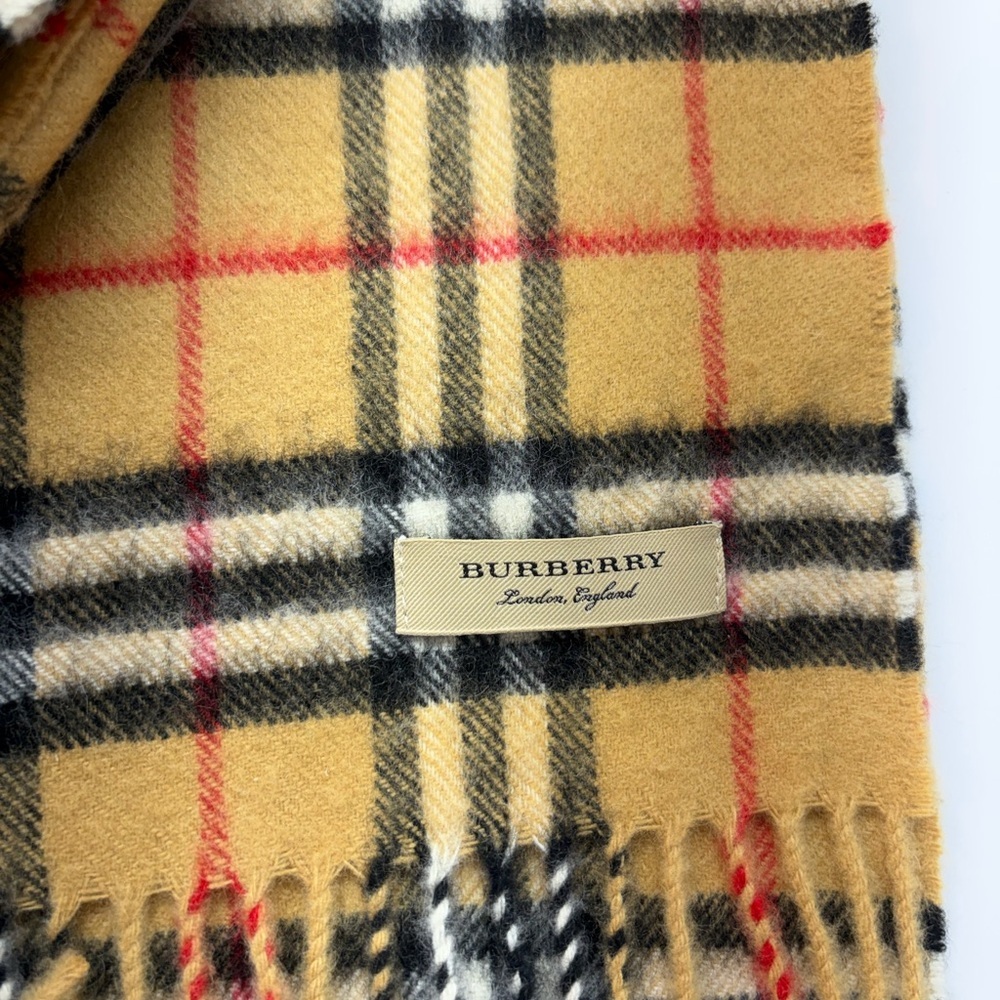 Vintage Burberry Camel and Black Plaid Scarf - Picture 2 of 4